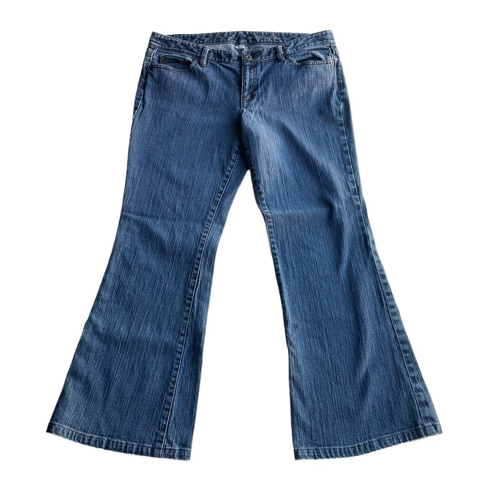 Ann Taylor LOFT Denim Flare Jeans Blue Size 12 Mid rise 27.5L inseam